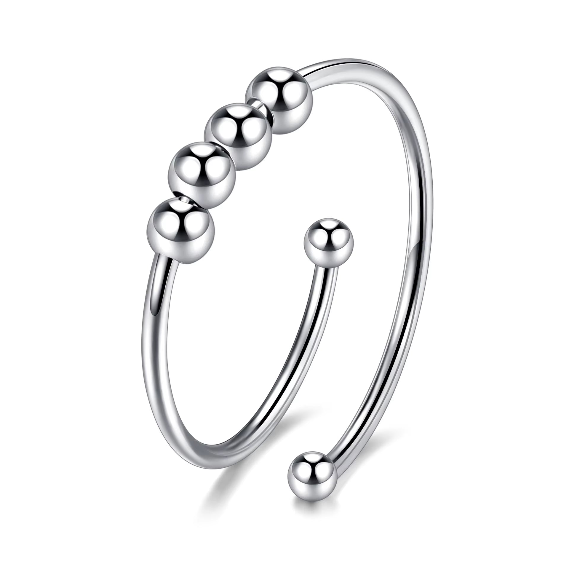 Trendy Anxiety Rings Tarnish Free Stainless Steel Fidget Rotate Bead anti Stress Relief Finger Ring Jewelry for Women