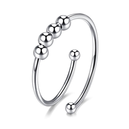 Trendy Anxiety Rings Tarnish Free Stainless Steel Fidget Rotate Bead anti Stress Relief Finger Ring Jewelry for Women